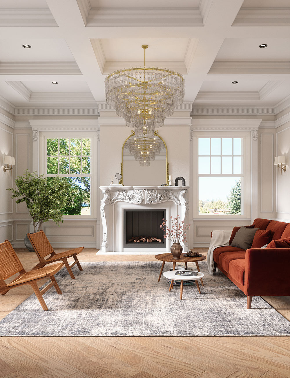 Willow Dark Grey White Rug