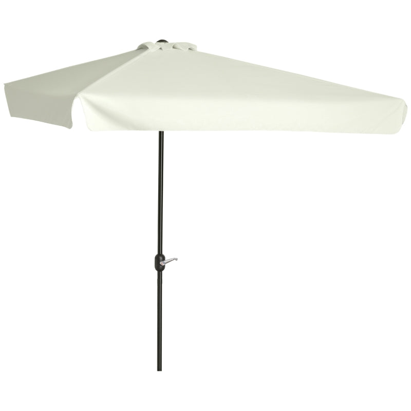 7.5ft Half Umbrella Semi Patio Parasol with Crank Handle, Top Vent for Garden, Balcony- NO BASE INCLUDED, Cream