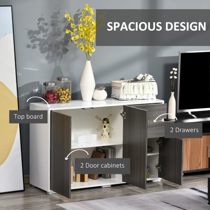 Kitchen Sideboard Storage Cabinet, Modern Coffee Bar with Push-Open Design and 2 Drawers for Living Room, Light Grey