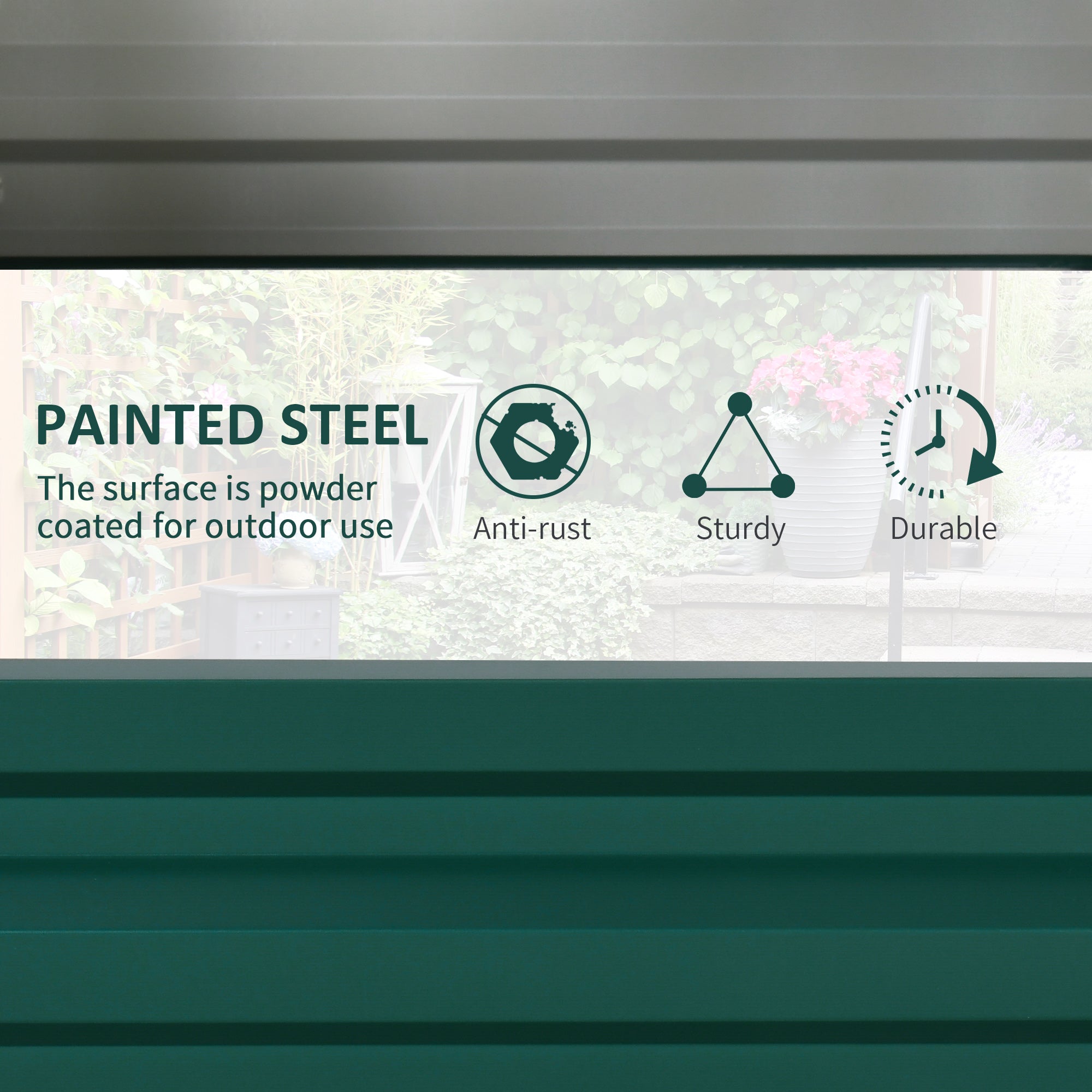 Outsunny Raised Planter Box 4'x2'x1' Galvanized Steel Garden Bed Vegetables Flowers Herbs Gardening Patio Green