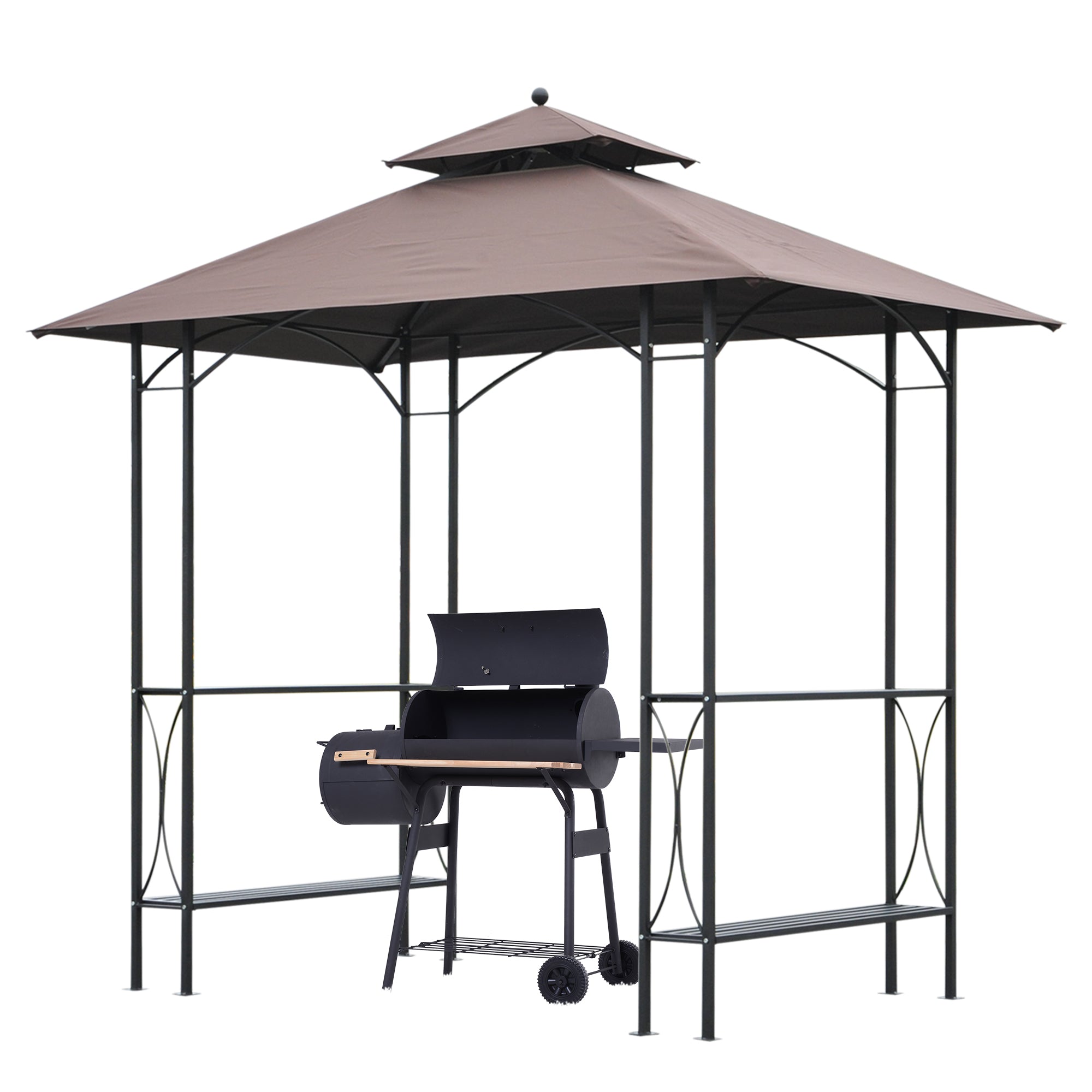 Outsunny BBQ Gazebo Tent 8x5ft Outdoor Grill Canopy Garden Sun Shade with Shelf