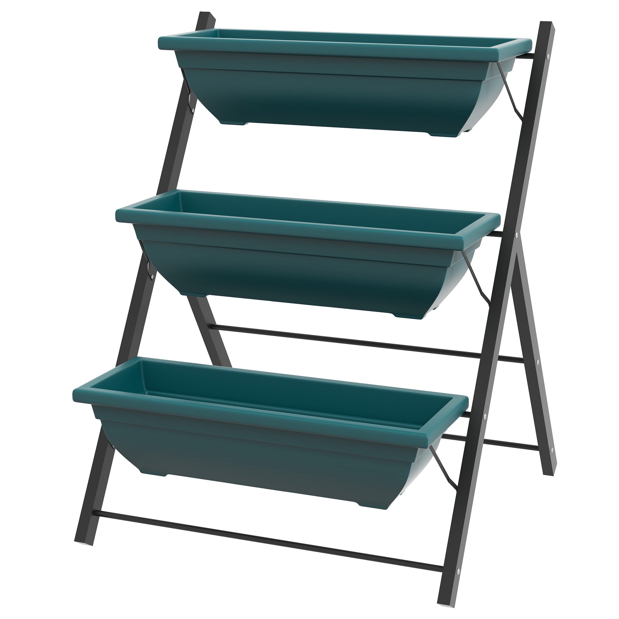 Outsunny 3-Tier Vertical Garden Planter Outdoor Plant Stand with 3 Boxes for Vegetables Flowers Grow Container