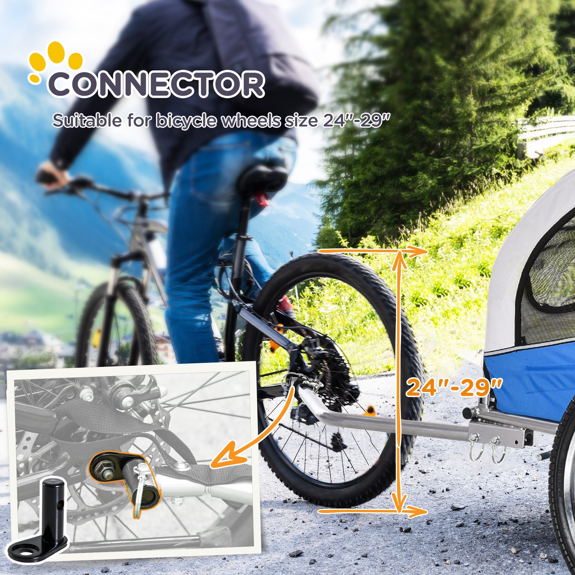 Aosom Elite II 2-In-1 Dog Bike Trailer Pet Stroller Cart Bicycle Wagon Travel Carrier with Suspension Blue