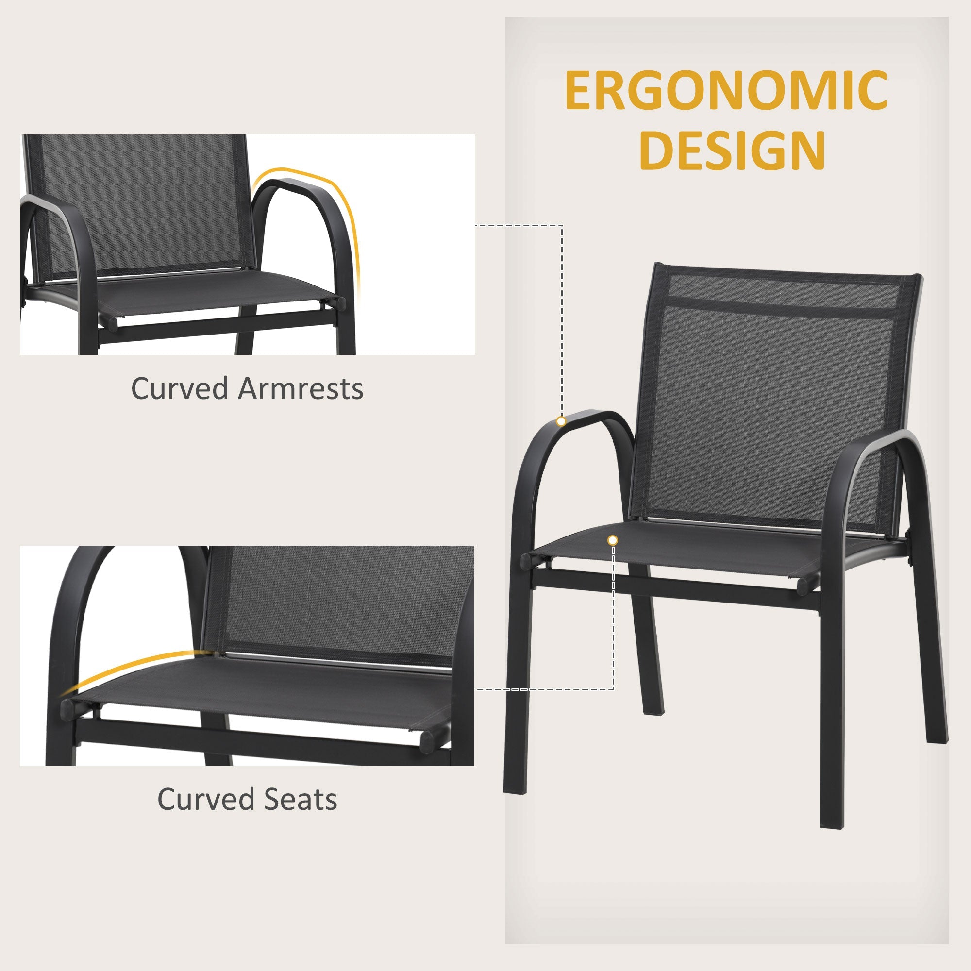 Outsunny 4-Piece Patio Furniture Set Garden Conversation Set with Loveseat, Single Chairs and Coffee Table