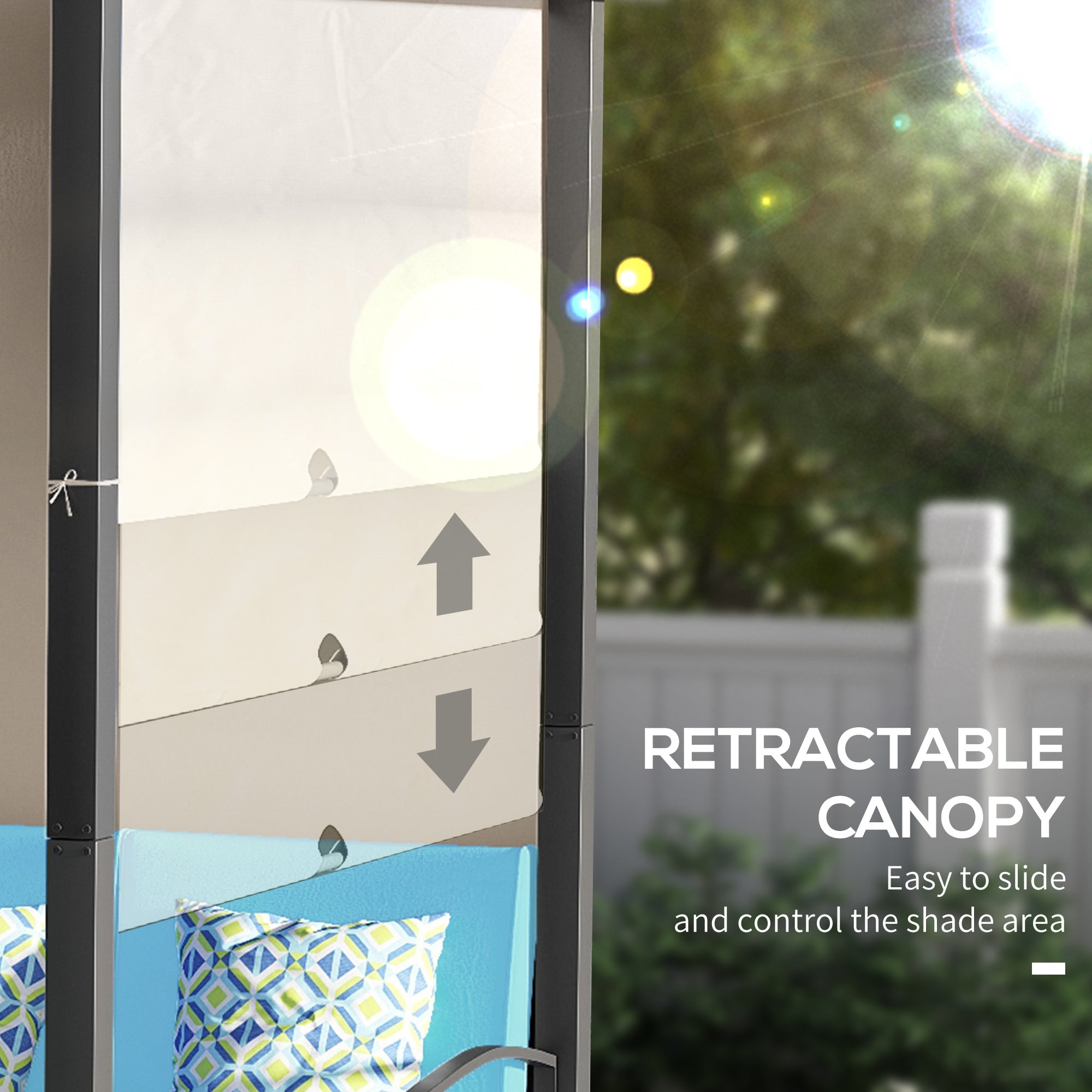 Outsunny Outdoor Wicker Sofa Set: With Retractable Canopy Pergola for Deck, Pool, Garden, Turquoise