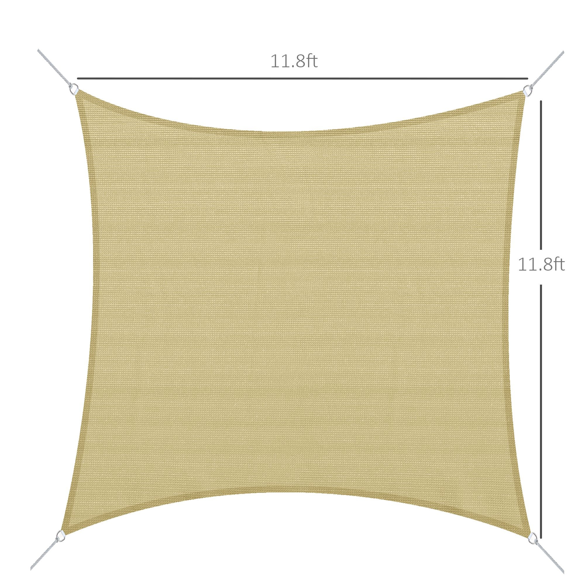 Outsunny 12' Square Sun Sail Shade Canopy: UV Protection Garden Patio Cover with Bag, Sand