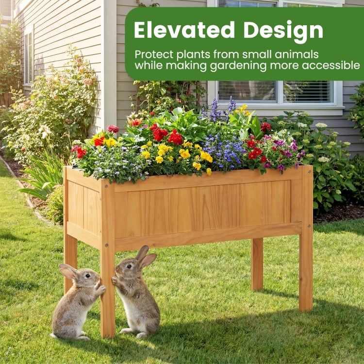 Wood Raised Garden Bed Elevated Planter Box with Bed Liner and Drainage Holes for Vegetables Flowers Herbs-Orange