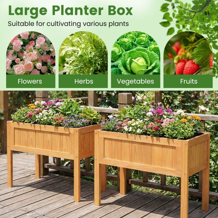Wood Raised Garden Bed Elevated Planter Box with Bed Liner and Drainage Holes for Vegetables Flowers Herbs-Orange