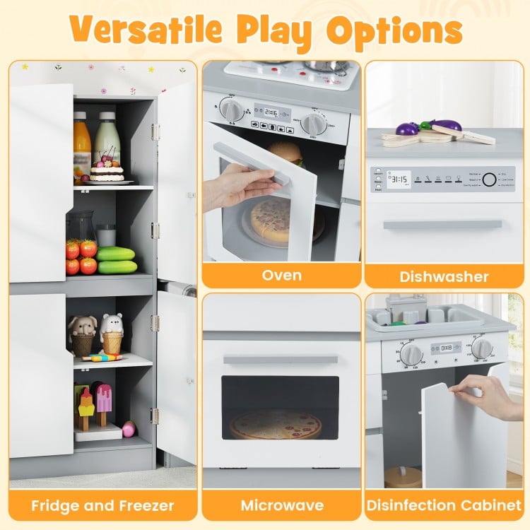 Wooden 2 Piece Kids Kitchen Playset with Fridge and Running Water