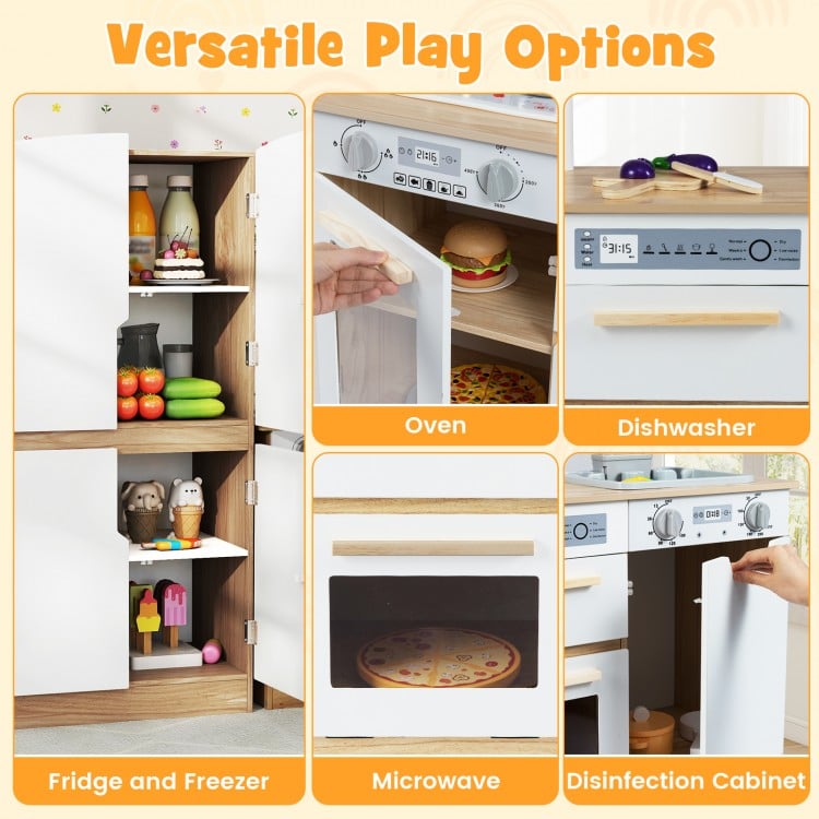 Wooden 2 Piece Kids Kitchen Playset with Fridge and Running Water