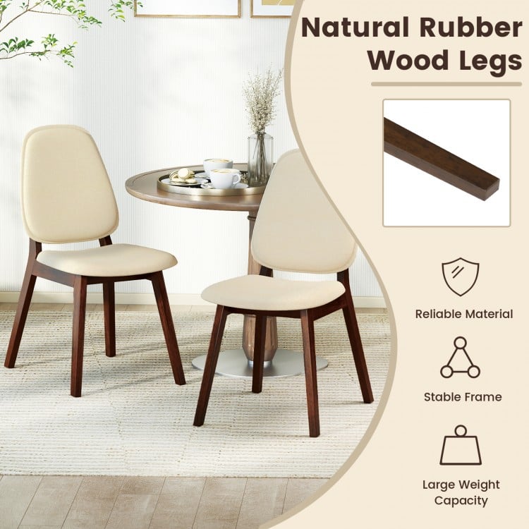 Wooden Dining Chair Set of 2 Mid-Century Modern Upholstered Side Armless Chair-Brown