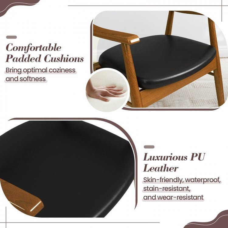 Wooden Dining Chair Set of 2 with Padded Seat and Back-Black