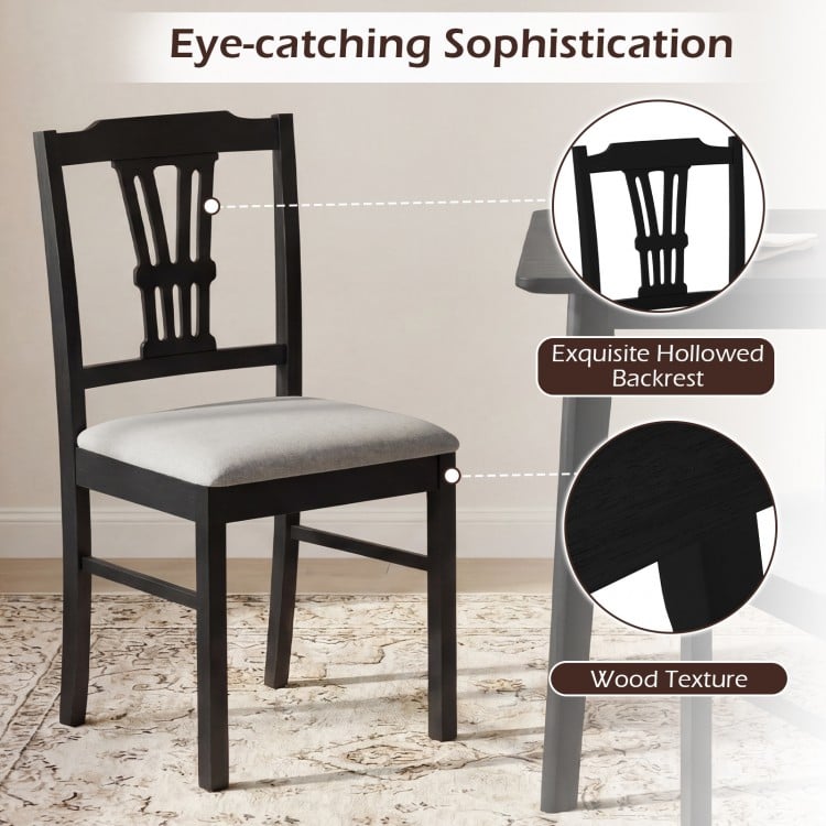 Wooden Dining Chairs Set of 2 Upholstered Kitchen Chairs with Solid Rubber Wood Frame-Gray