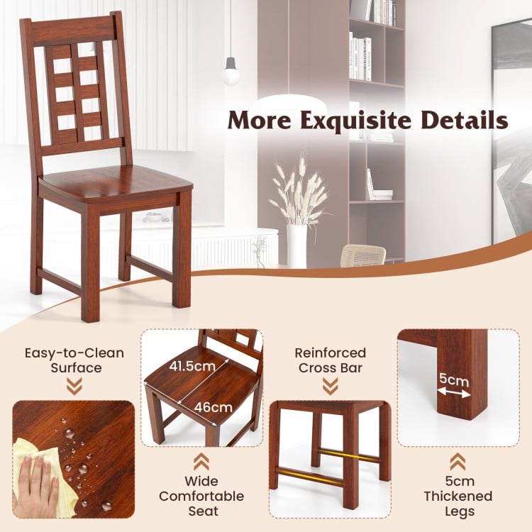 Wooden Dining Chairs Set of 2 Kitchen Chair with Solid Rubber Wood Frame-Walnut