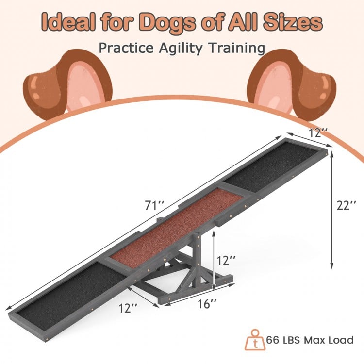 Wooden Dog Agility Seesaw Dog Outdoor Run Game Toy for Obstacle Courses-Gray