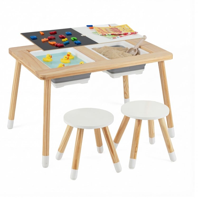 Wooden Kids Activity Table Set with Double-Sided Boards