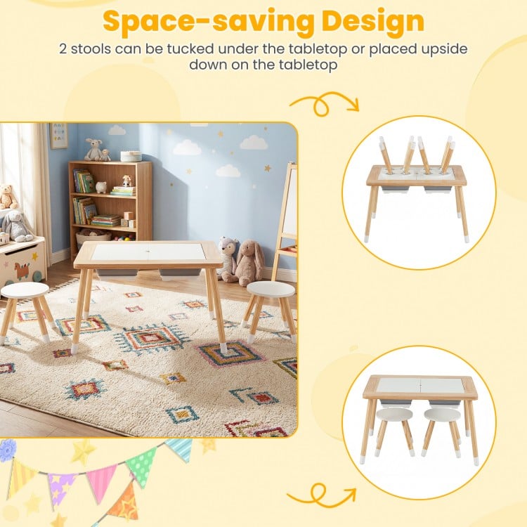 Wooden Kids Activity Table Set with Double-Sided Boards