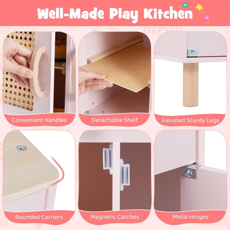 Wooden Pretend Kitchen Playset with Realistic Ice Maker