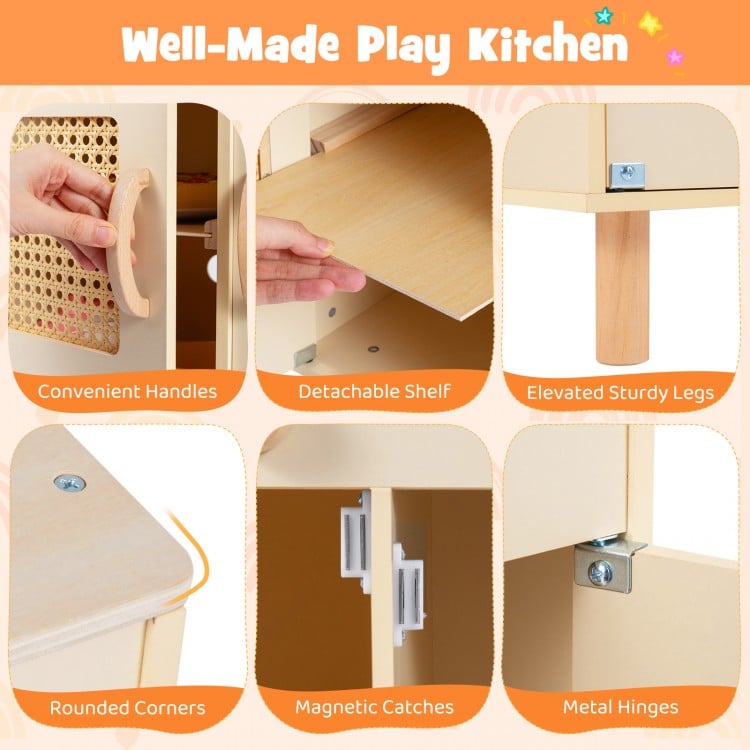 Wooden Pretend Kitchen Playset with Realistic Ice Maker