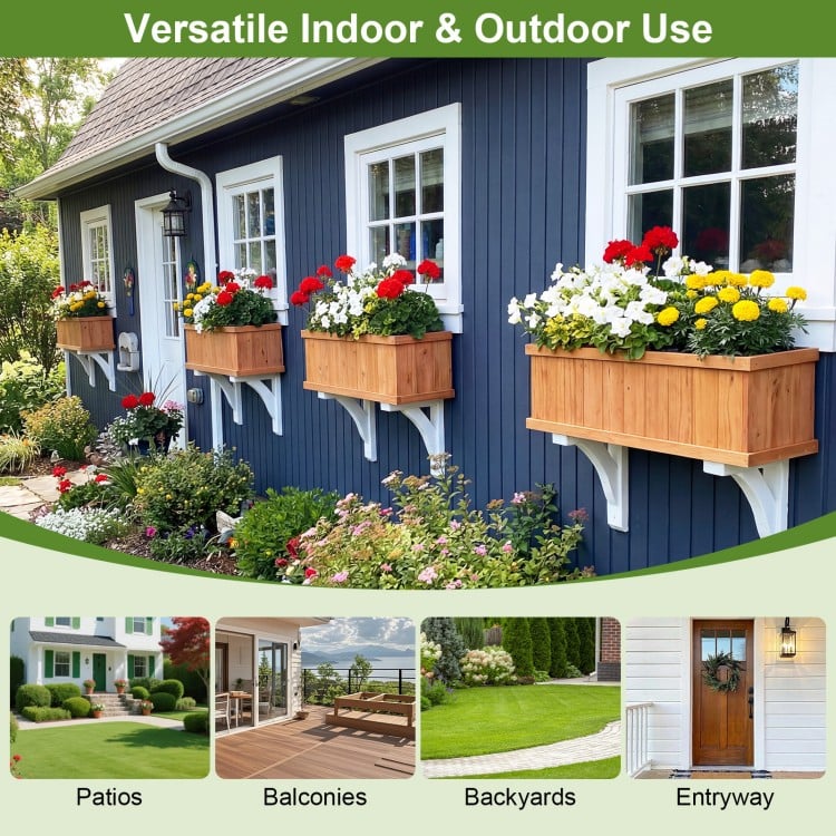 Wooden Raised Garden Bed with Drainage Holes and Liner Solid Fir Wood Planter Box-L