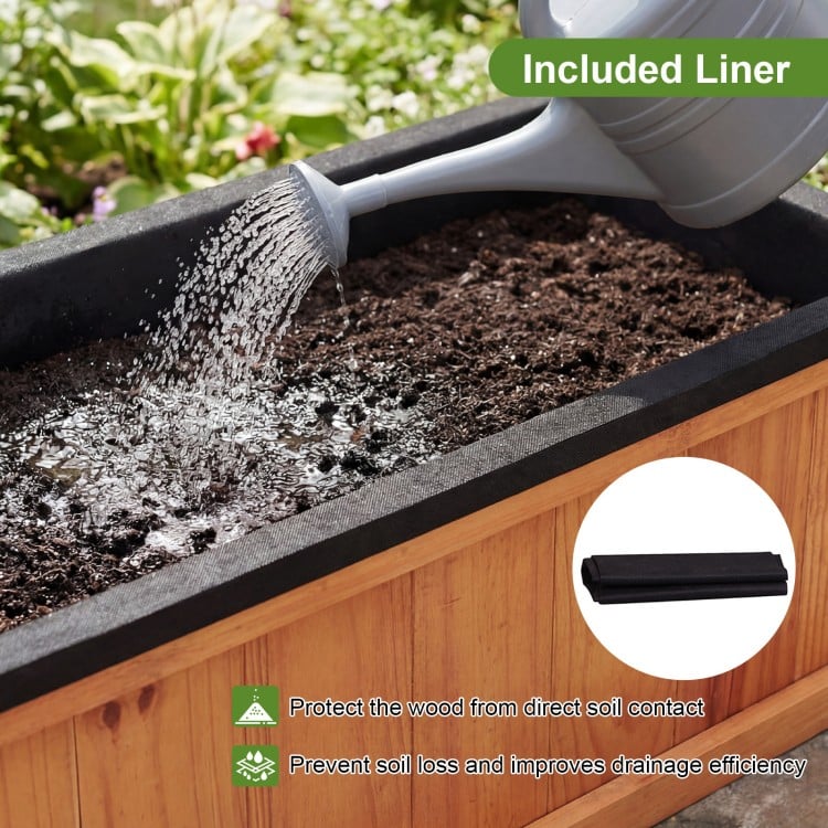 Wooden Raised Garden Bed with Drainage Holes and Liner Solid Fir Wood Planter Box-M