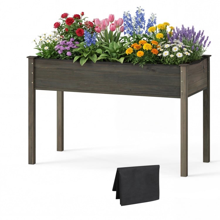 Wooden Raised Vegetable Garden Bed Elevated Grow Vegetable Planter-Gray