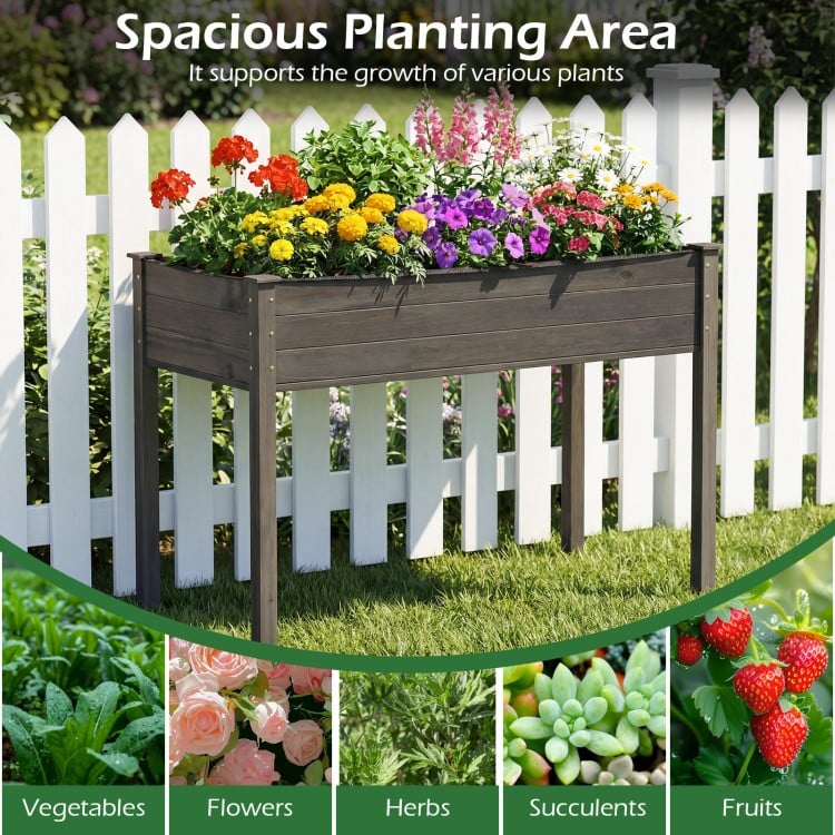 Wooden Raised Vegetable Garden Bed Elevated Grow Vegetable Planter-Gray