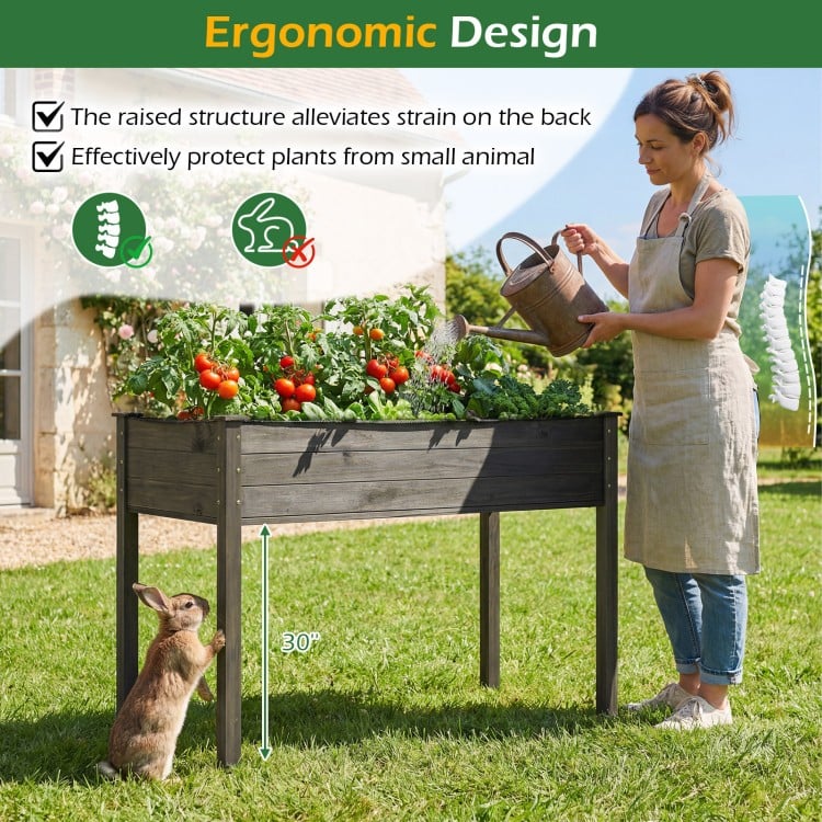 Wooden Raised Vegetable Garden Bed Elevated Grow Vegetable Planter-Gray