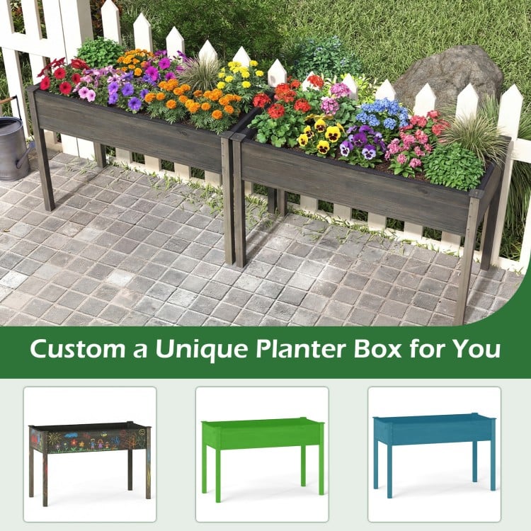 Wooden Raised Vegetable Garden Bed Elevated Grow Vegetable Planter-Gray