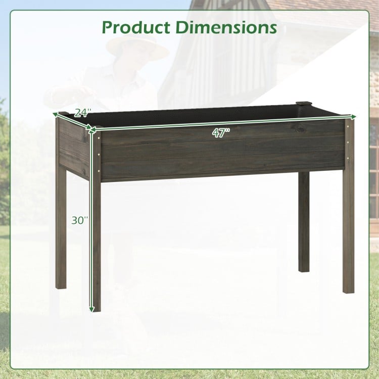 Wooden Raised Vegetable Garden Bed Elevated Grow Vegetable Planter-Gray