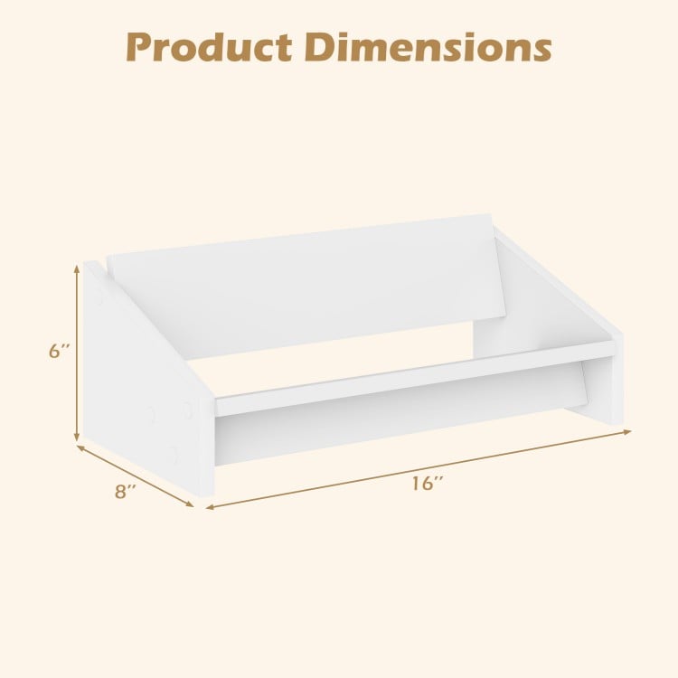 Wooden Tilting Bookcase Small Desktop Bookshelf Organizer for Magazines-White