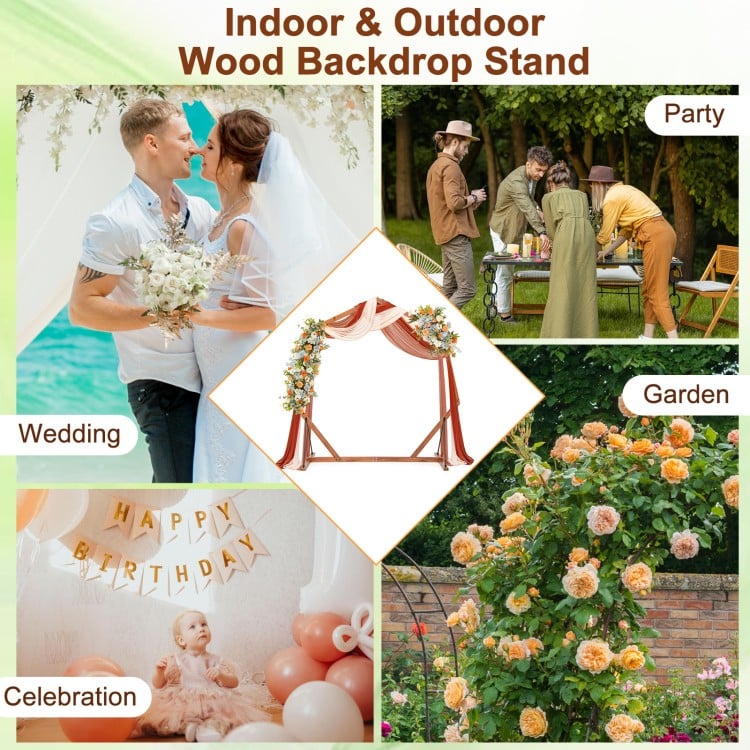 Wooden Wedding Arch Solid Wood Arbor Backdrop Stand for Wedding Ceremony-Heptagon
