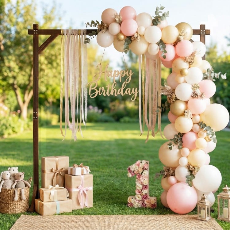 Wooden Wedding Arch Solid Wood Arbor Backdrop Stand for Wedding Ceremony-Square