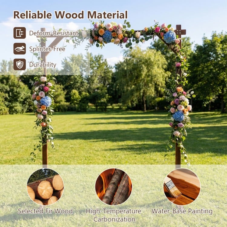 Wooden Wedding Arch Solid Wood Arbor Backdrop Stand for Wedding Ceremony-Square