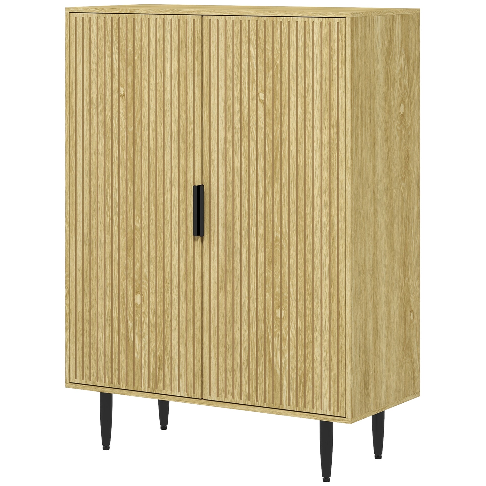 HOMCOM Entryway Shoe Storage Cabinet 5-Tier Shelving Adjustable Shelves for 15 Pairs Oak