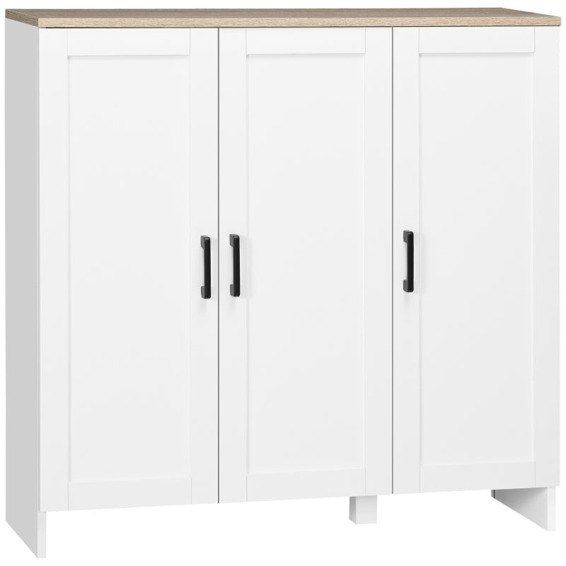 Modern Sideboard Cabinet with Adjustable Shelves, 3 Doors for Modern Kitchen & Dining Room, Ideal for Homeowners, White