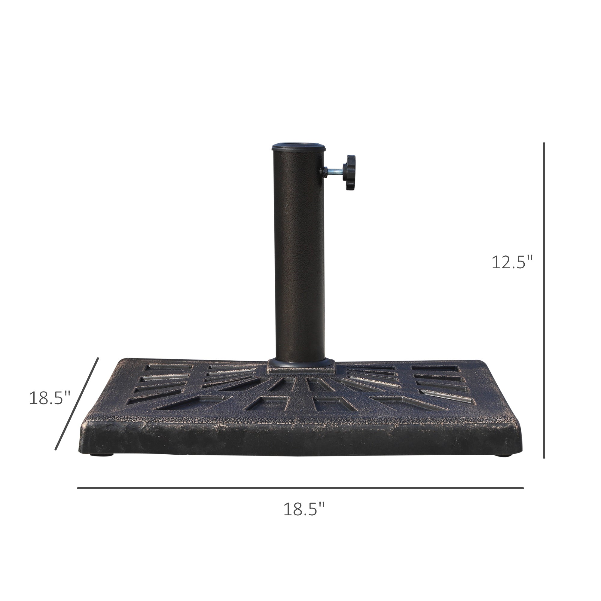 Outsunny Patio Umbrella Base: 18.5" Square Outdoor Resin Parasol Stand, Market Umbrella Holder for Deck, Bronze