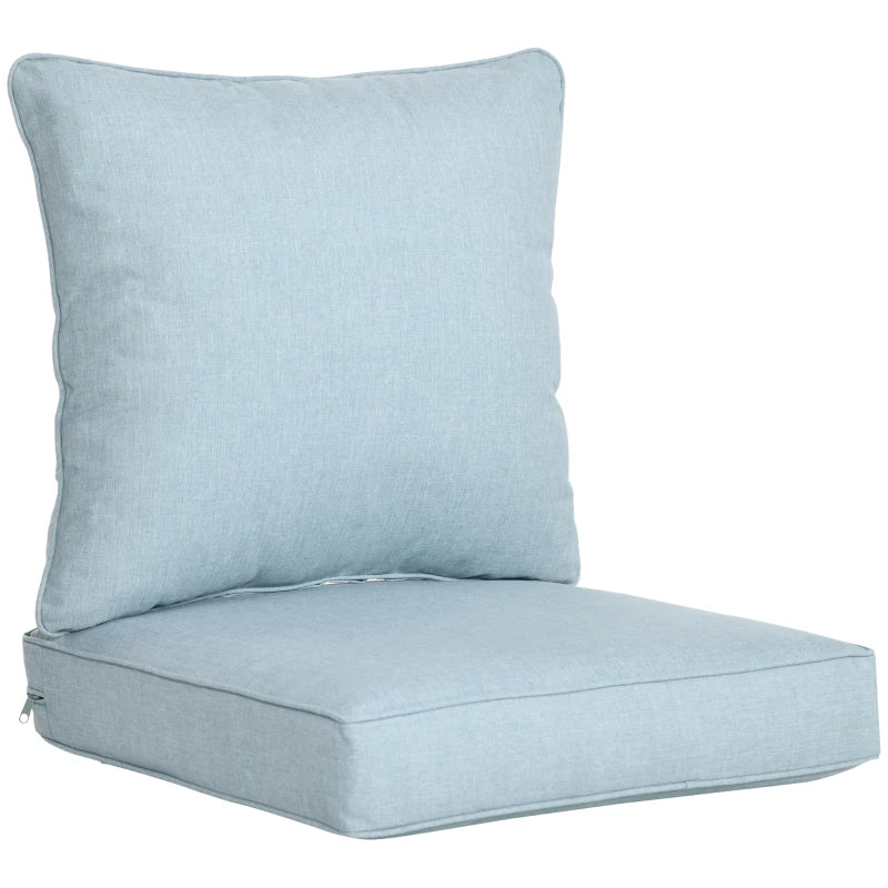 Patio Chair Cushions, Thick Deep Seat Outdoor Seat Cushion with Back Cushion, Light Blue