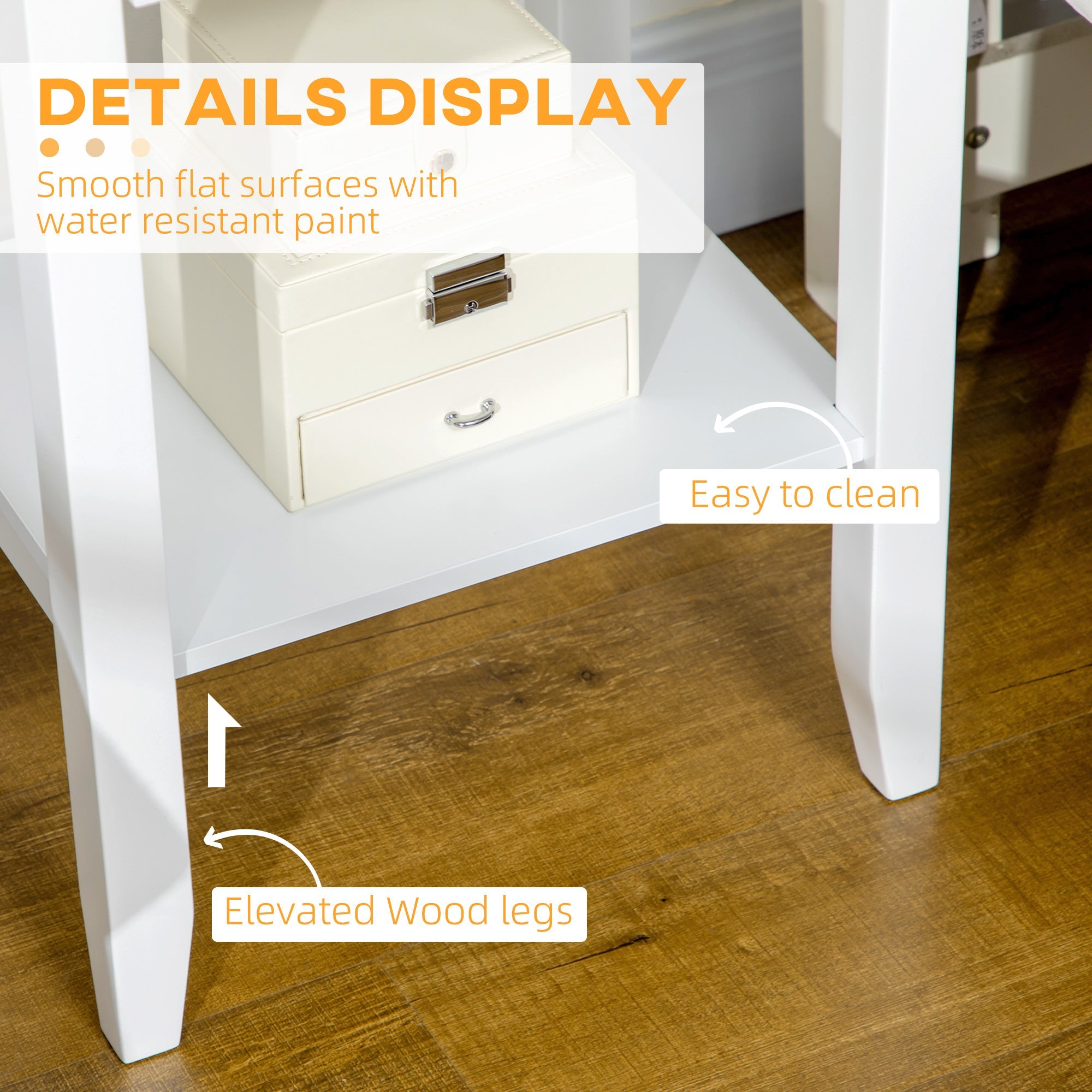 HOMCOM Contemporary 2-Tier Table: Side End Table with Drawer and Bottom Shelf for Living Room, Bedroom, Crisp White