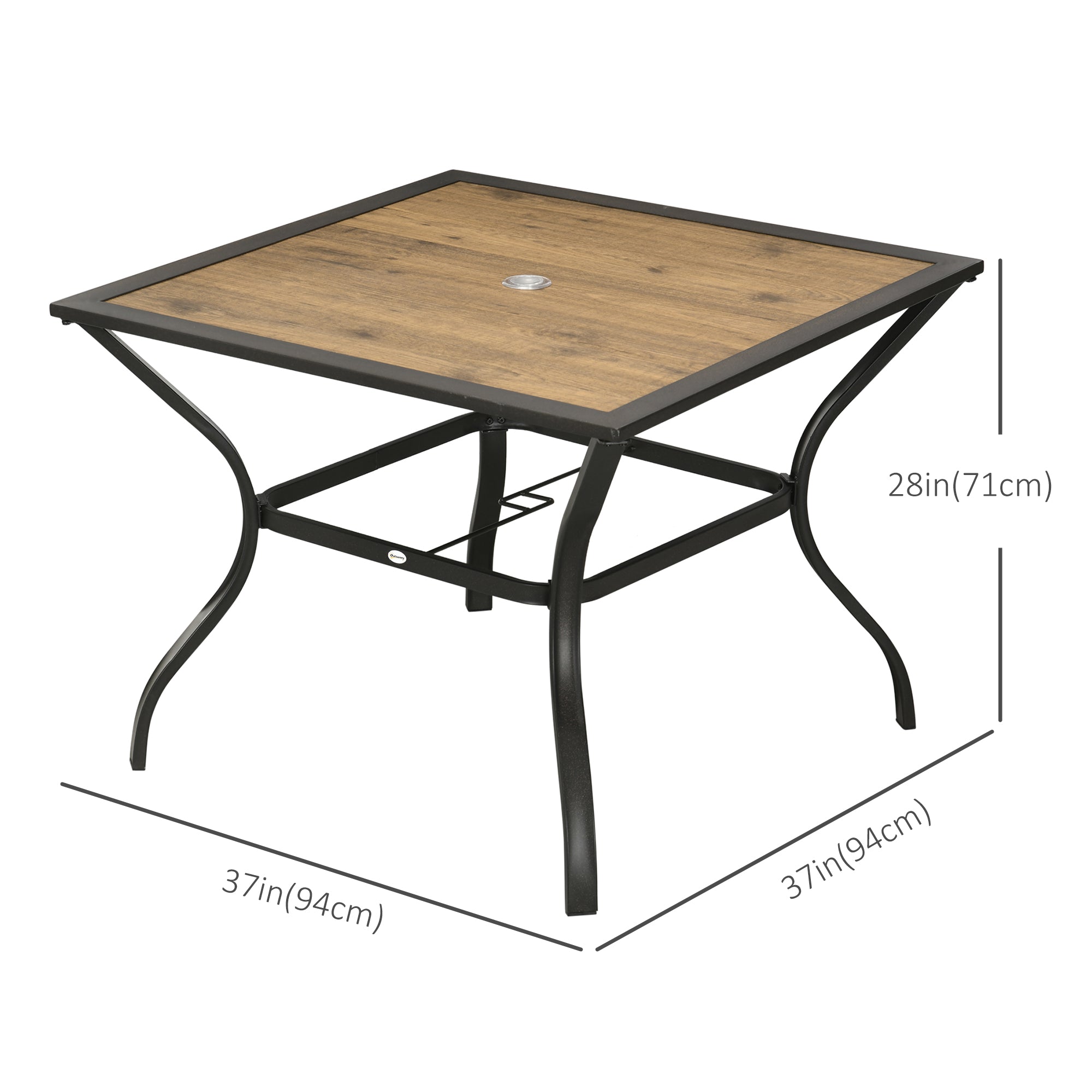 Outsunny Square Outdoor Dining Table for 4 with PC Board Top Patio Table for Backyard Poolside Garden Mixed Brown