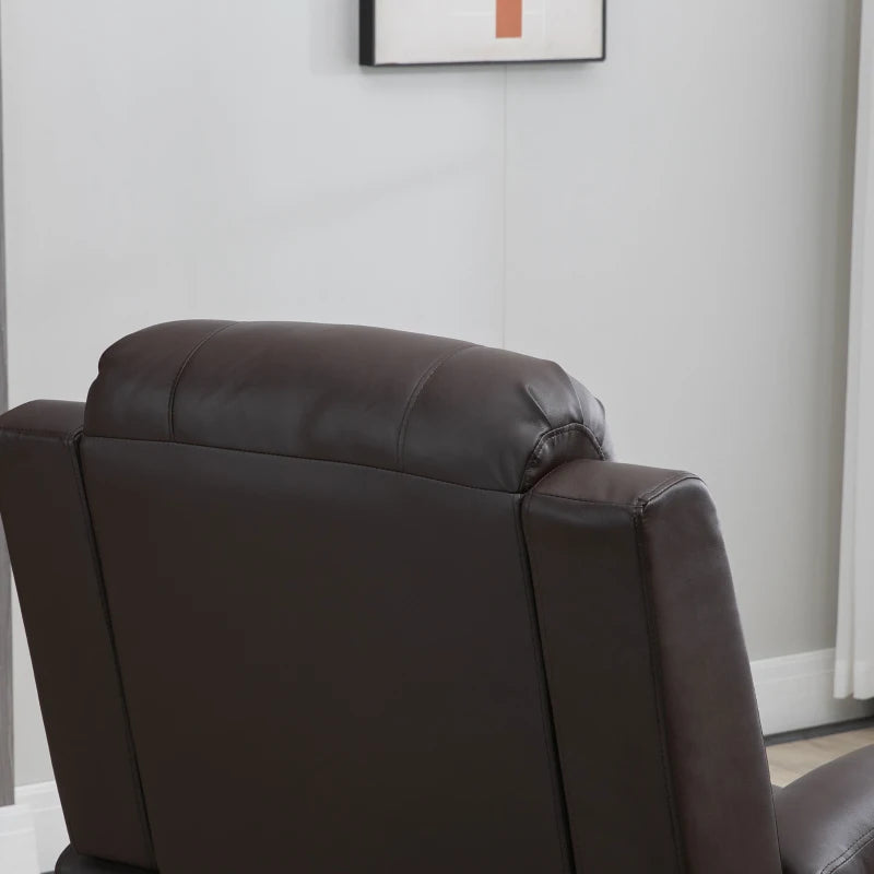 Electric Power Lift Chair, PU Leather Recliner Sofa with Footrest, Remote Control and Cup Holders, Brown