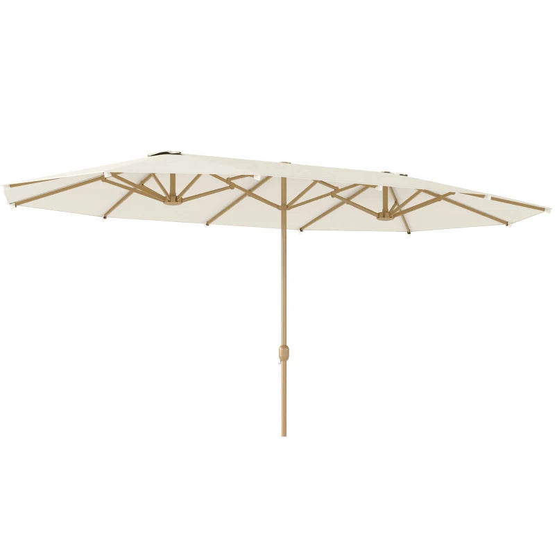Double Garden Parasol 179.1"W x 104.3"D with Crank, 12 Steel Ribs & 180g/㎡ Polyester, UV30+ Protection, Beige
