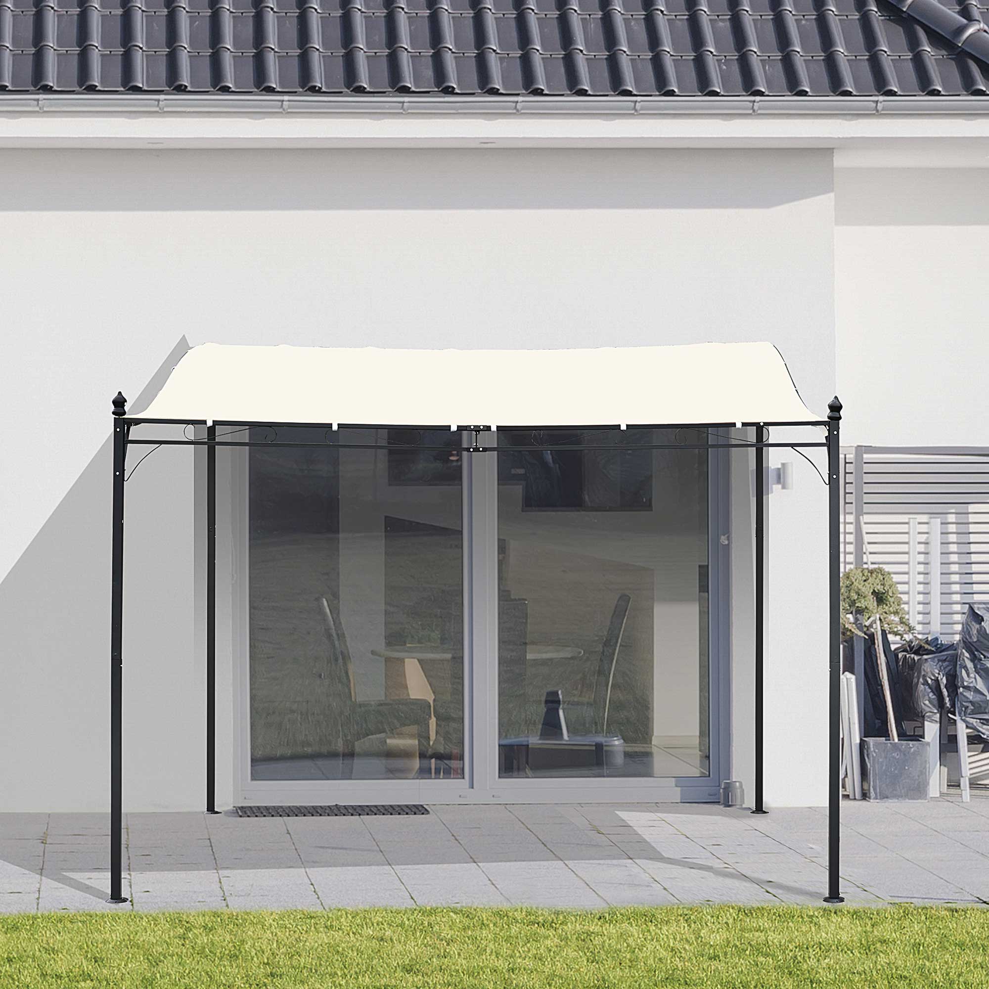 Outsunny 10 x 10ft Outdoor Pergola, UV-Blocking Canopy with Adjustable Height Frame for Garden & Patio, Cream White