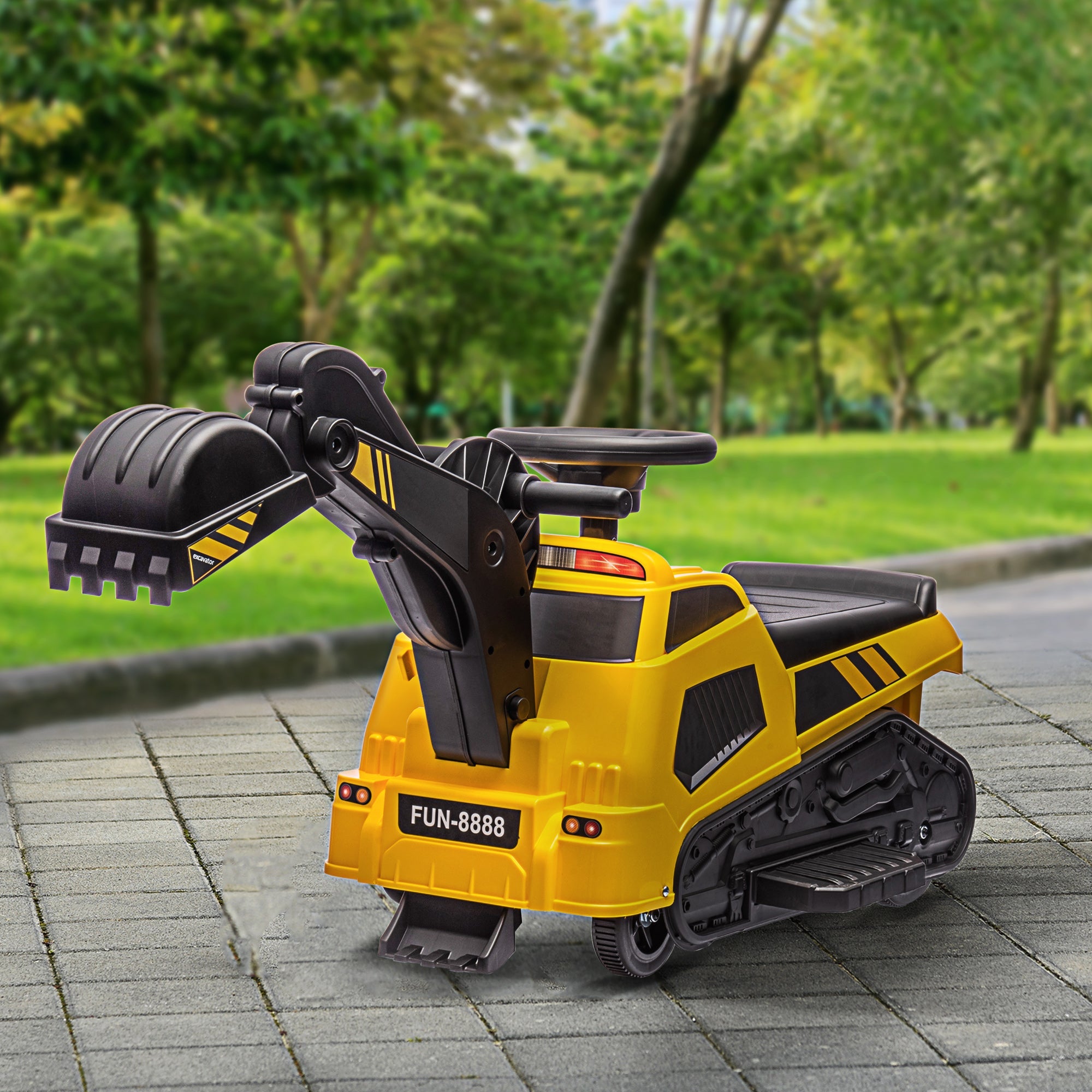 Aosom 6V Electric Ride On Tractor 3 in 1 Excavator Bulldozer Road Roller Battery Powered Kids Construction Toy
