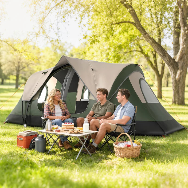 Camping Tent for 6-8 Man with 2000mm Waterproof Rainfly and Carry Bag for Fishing Hiking Festival, Dark Green