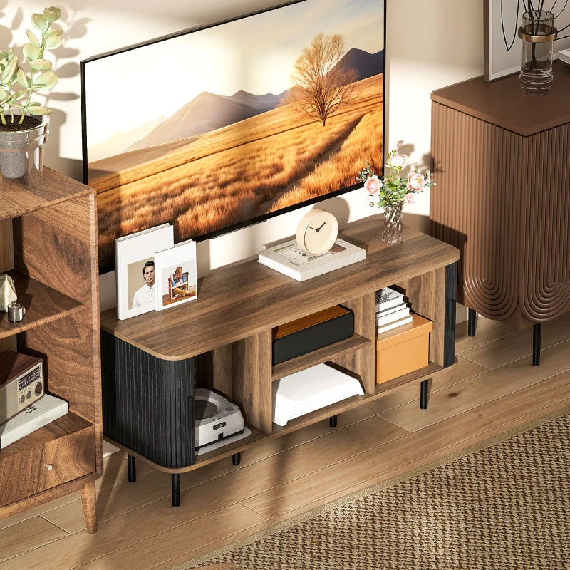 TV Stand Cabinet for TVs up to 55 Inches, TV Unit with Storage Shelves and Cabinets for Living Room, Black
