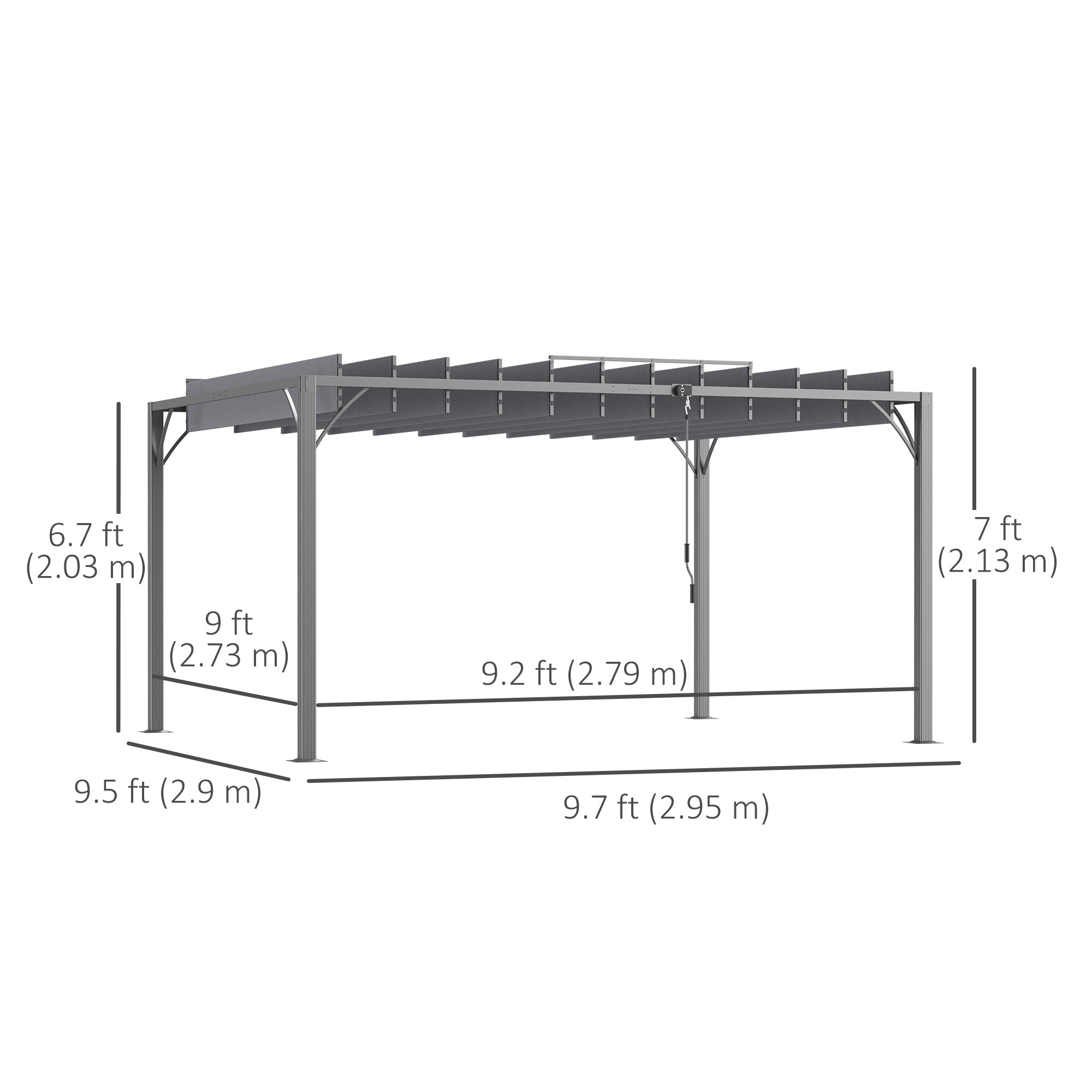 Outsunny 12.8' x 9.7' Outdoor Pergola with Retractable Roof, Aluminium Louvered Pergola Canopy Gazebo for Lawn Garden Patio, Grey
