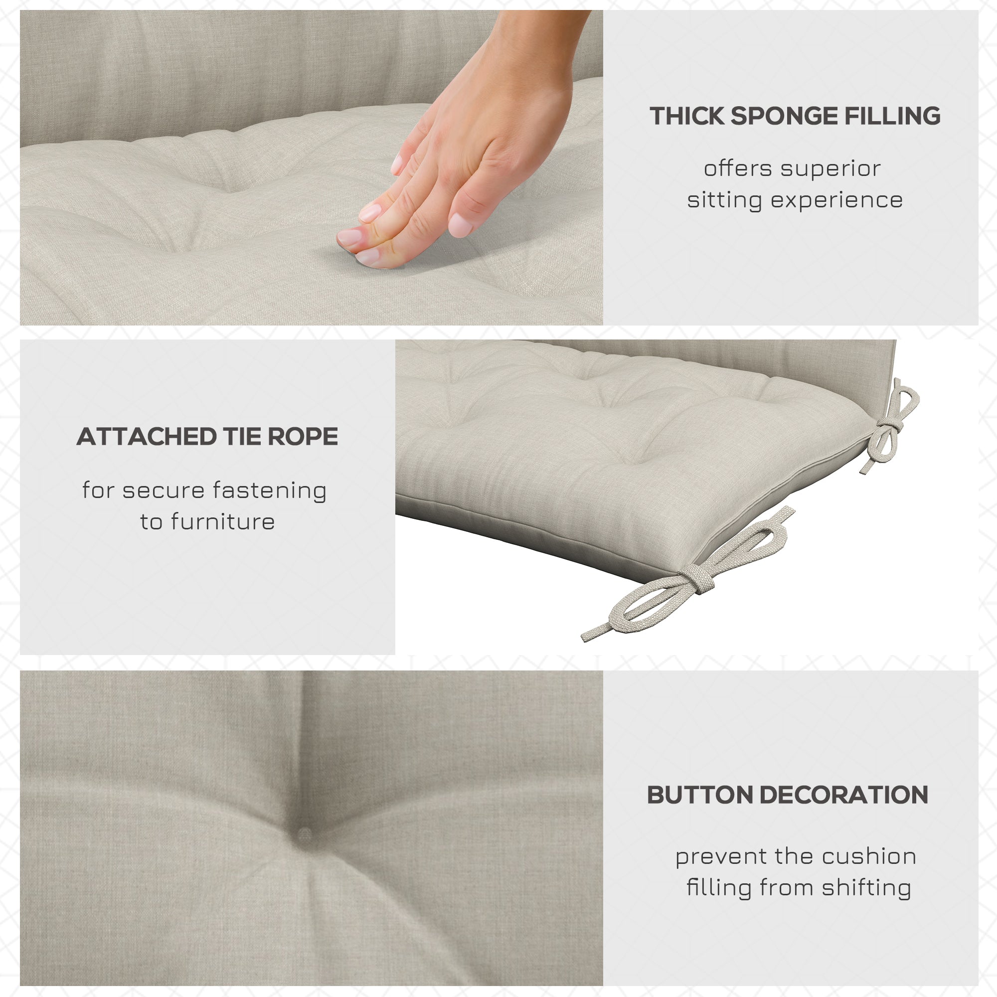 Outsunny 2 Seater Garden Bench Cushions With Backrest for Garden Patio, Light Grey