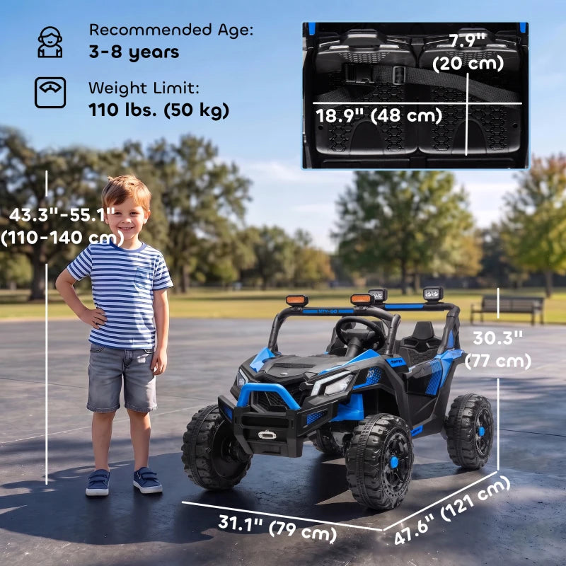 24V 2-Seater Kids Electric UTV Ride-On Truck – Dual 120W Motors, Remote Control, 4-Wheel Suspension & Storage Bed