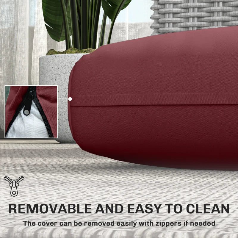 Outdoor Seat Cushions with Backrest, Loveseat Double Sofa Outdoor Furniture Cushions, Wine Red